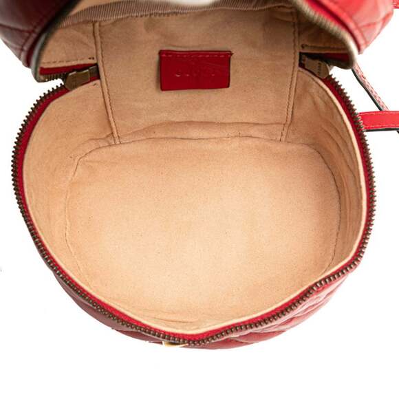 GUCCI Authentic Red Leather GG Marmont Backpack - Picture 8 of 10